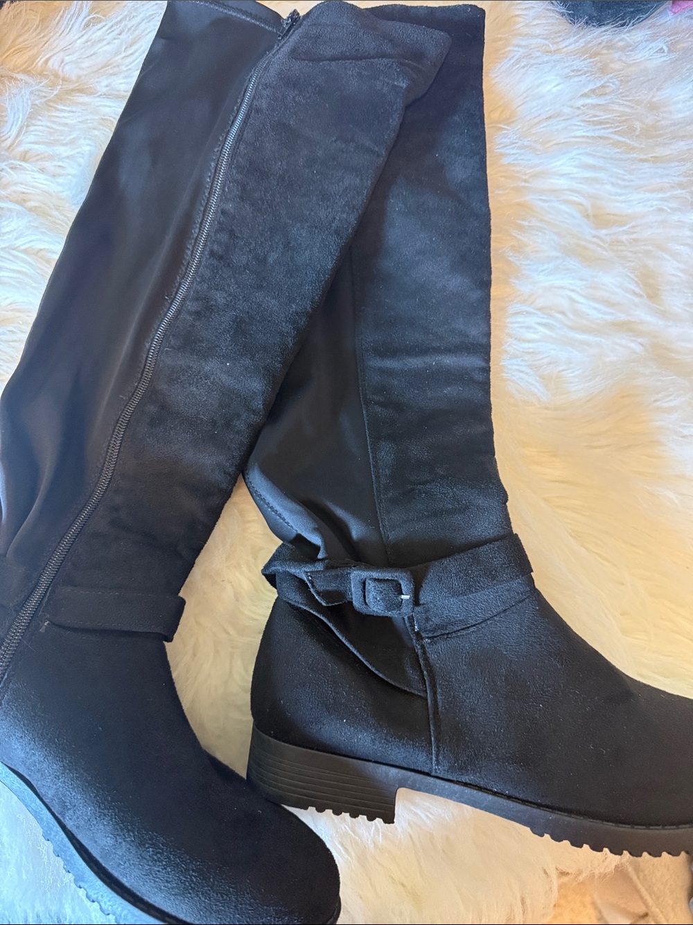 CL by Laundry Black Over-the-Knee Faux Suede Boots